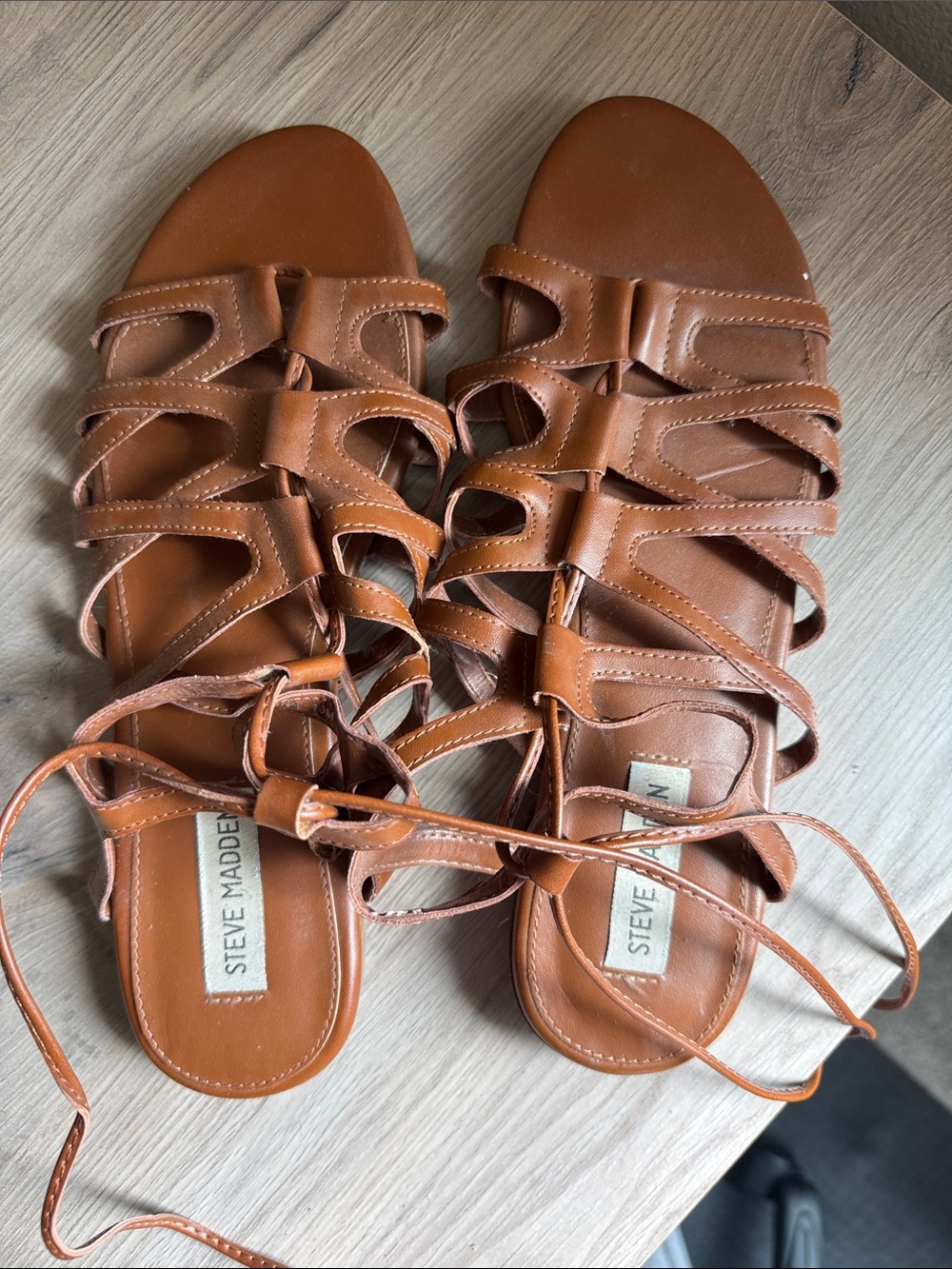 Steve Madden Tan Lace-Up Strappy Gladiator Sandals